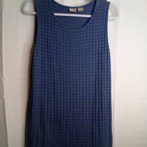 Chico's Zenergy Shirt Women 1 M Sleeveless Ribbed Textured Blue Tan